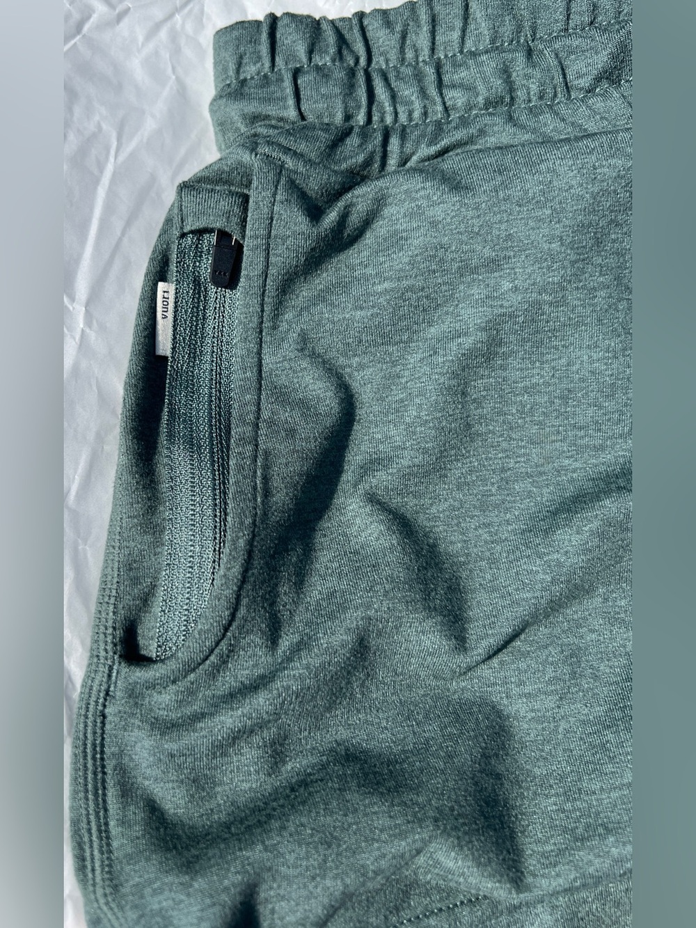 Vuori Halo Performance Short Women's DreamKnit Shorts, Heather Green - Picture 8 of 10